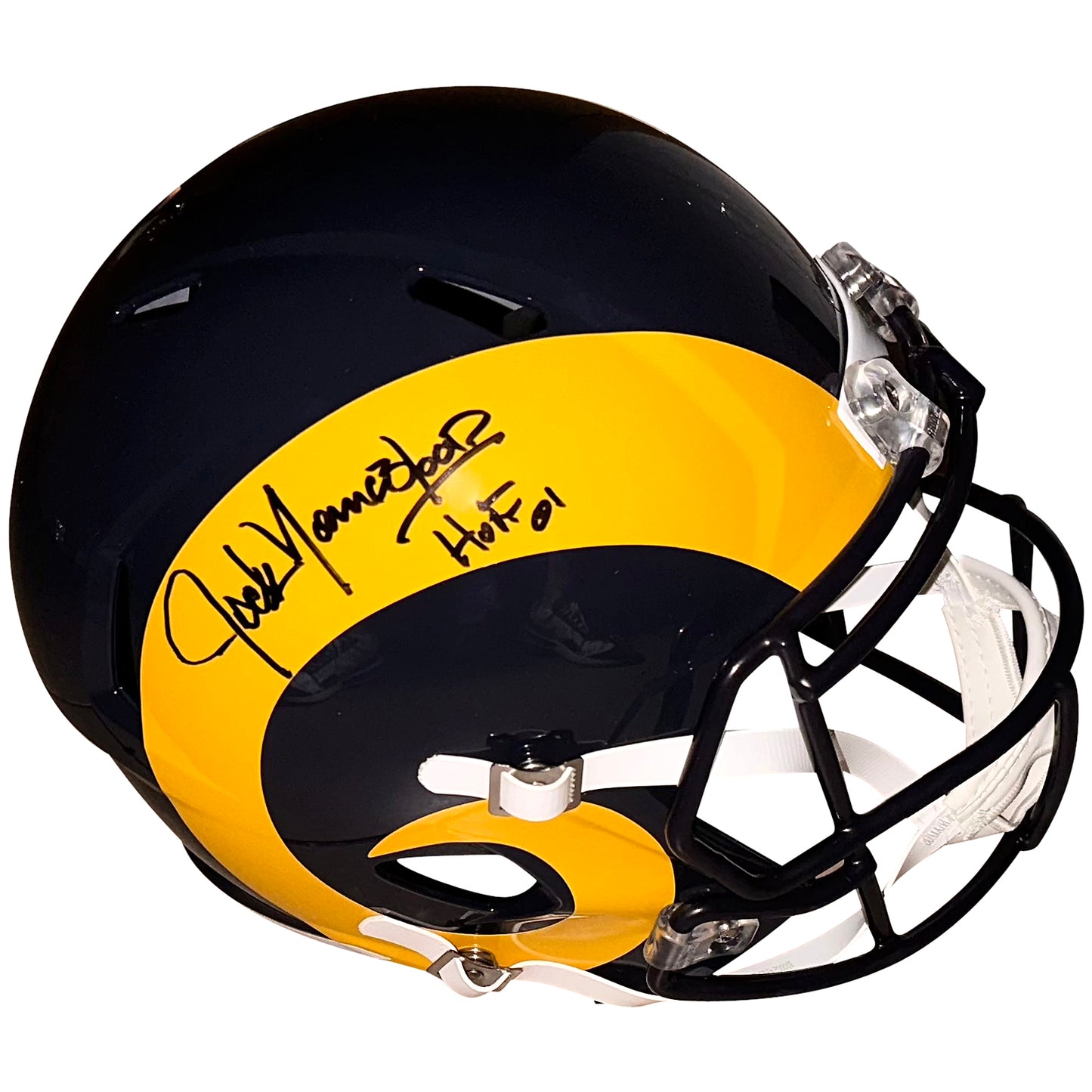Jack Youngblood Autographed Los Angeles Rams Deluxe Full-Size Replica Helmet w/ "HOF 01" - JSA