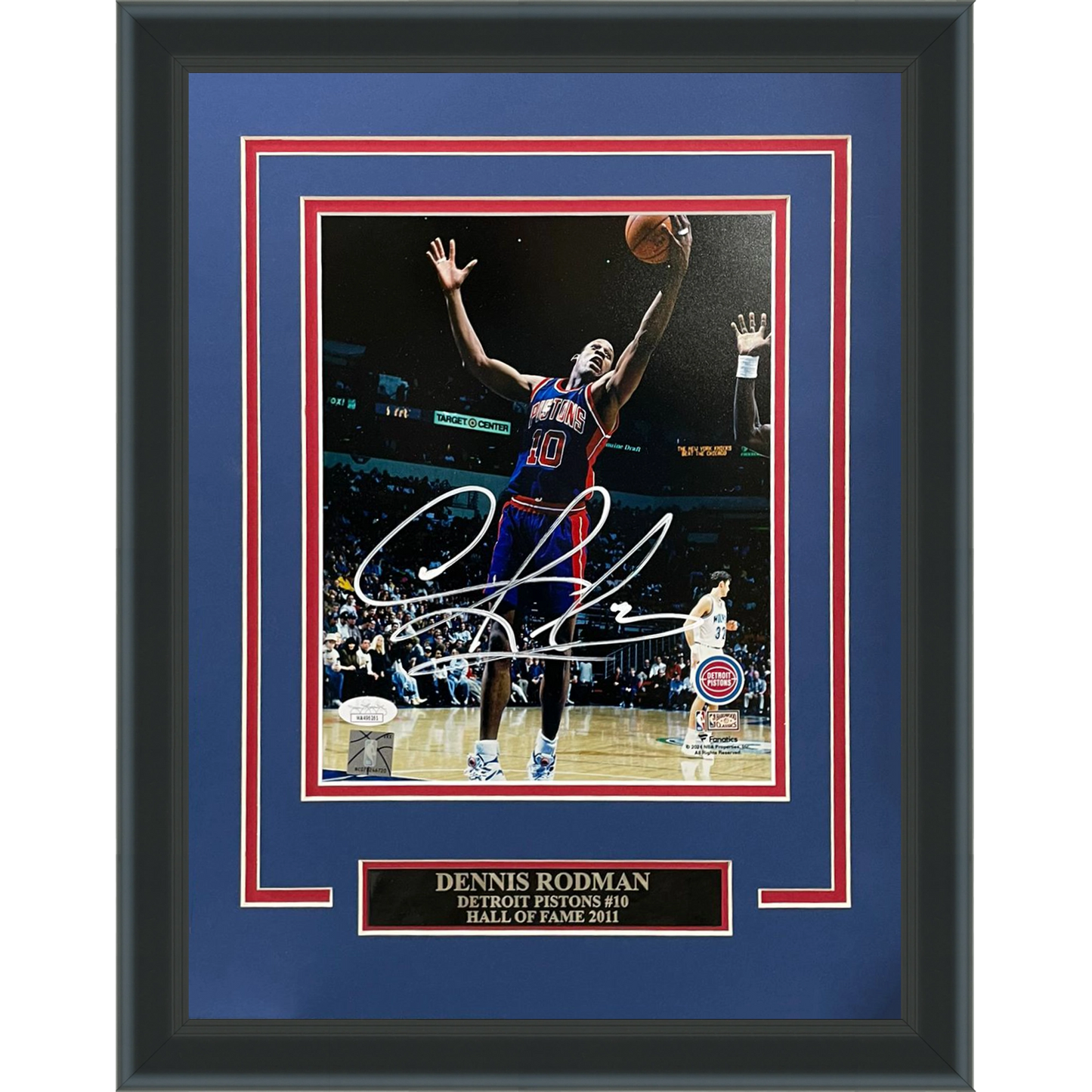 Dennis Rodman Autographed Detroit Pistons Deluxe Framed 8x10 Photo - JSA