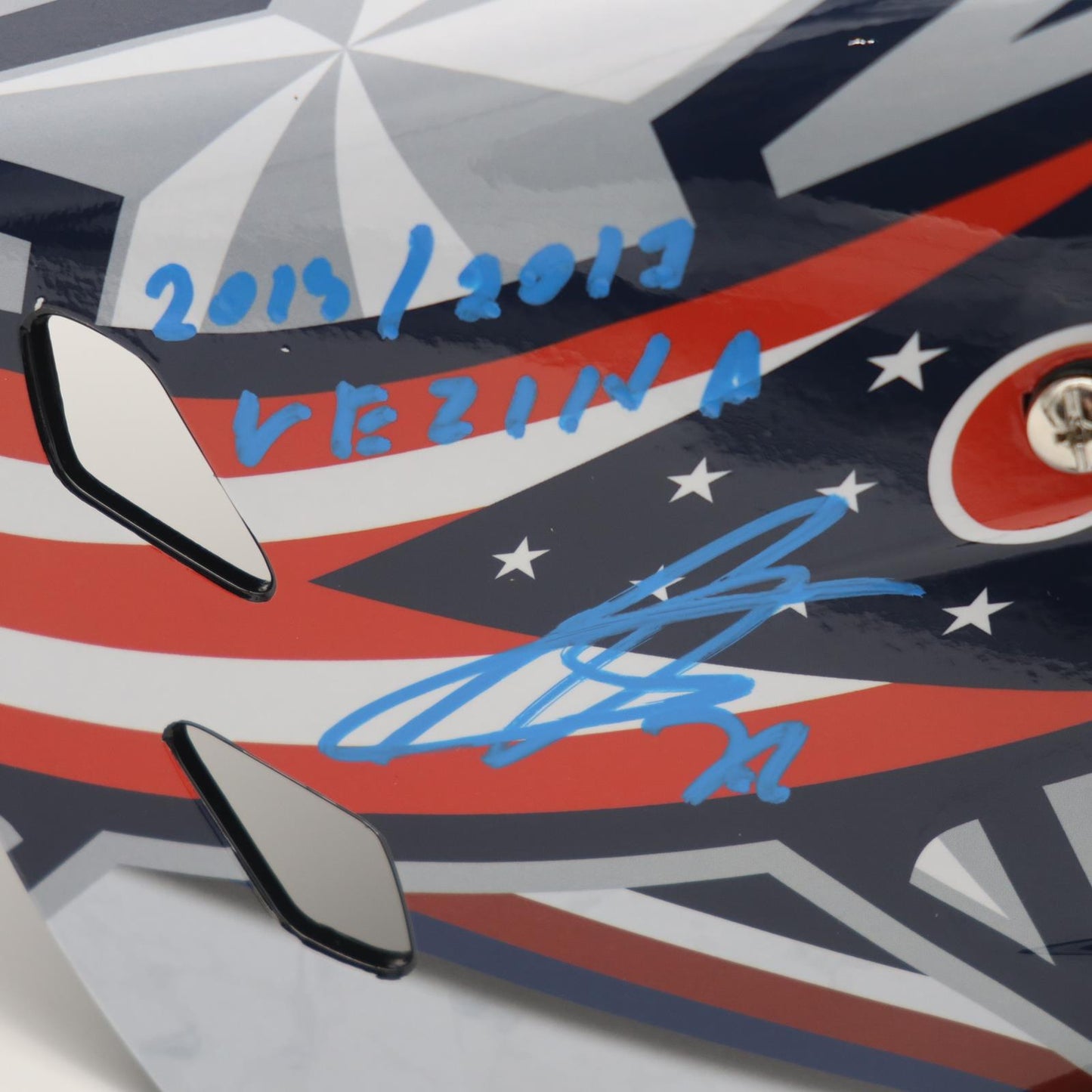 Sergei Bobrovsky Autographed Columbus Blue Jackets Full-Size Goalie Mask w/ "2013 2017 Vezina Trophy" - JSA