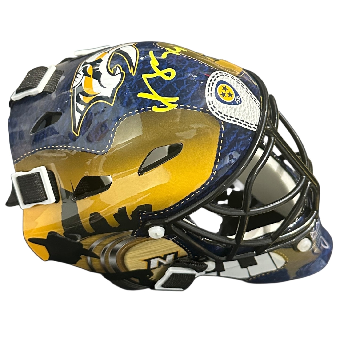 Juuse Saros Autographed Nashville Predators Mini Goalie Mask - JSA