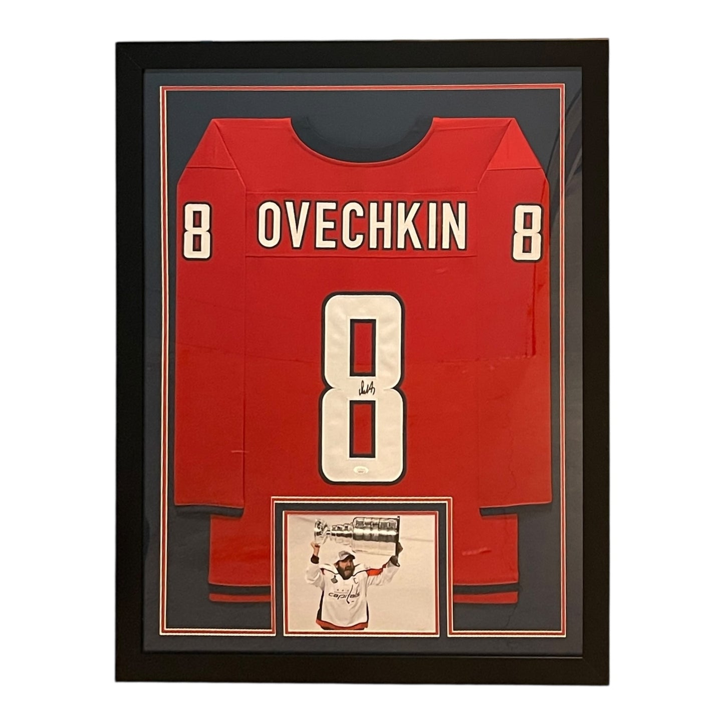 Alexander Ovechkin Autographed Washington Capitals (Red #8) Vertical Framed Jersey - JSA