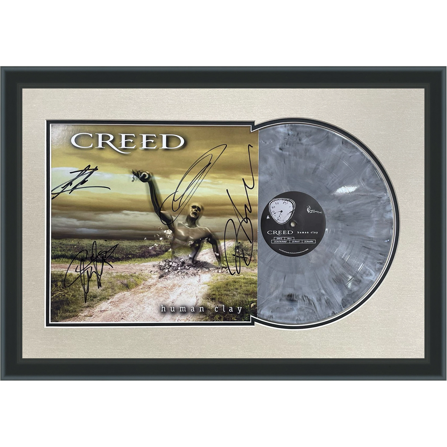 Creed Band Autographed Human Clay Deluxe Framed Record Album - JSA