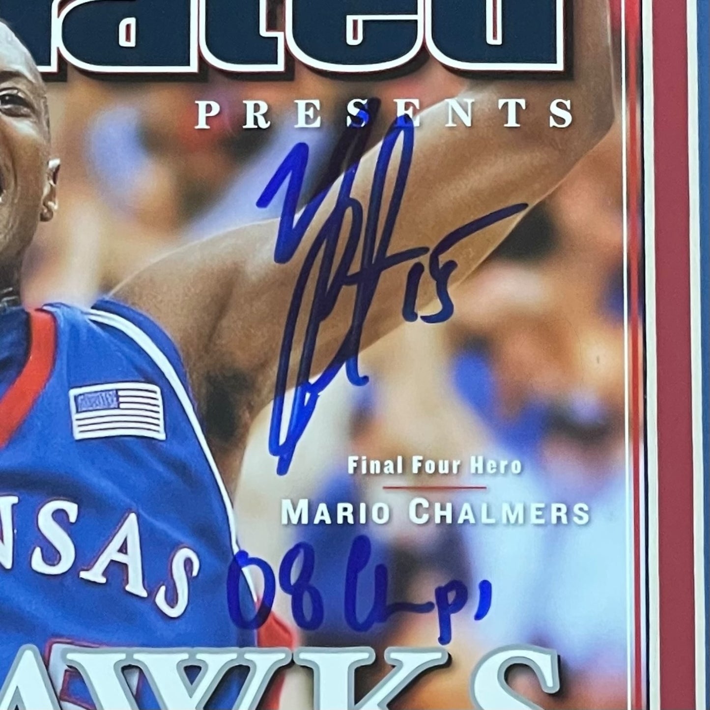 Mario Chalmers Autographed Kansas Jayhawks Deluxe Framed Commemorative Sports Illustrated - JSA