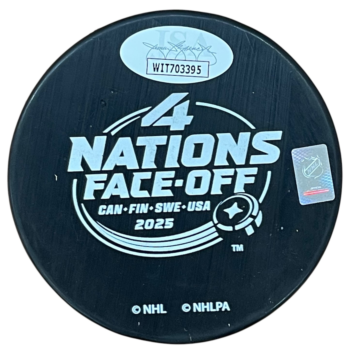 Sam Reinhart Autographed Team Canada 4 Nations Hockey Puck w/ "Champs" - JSA