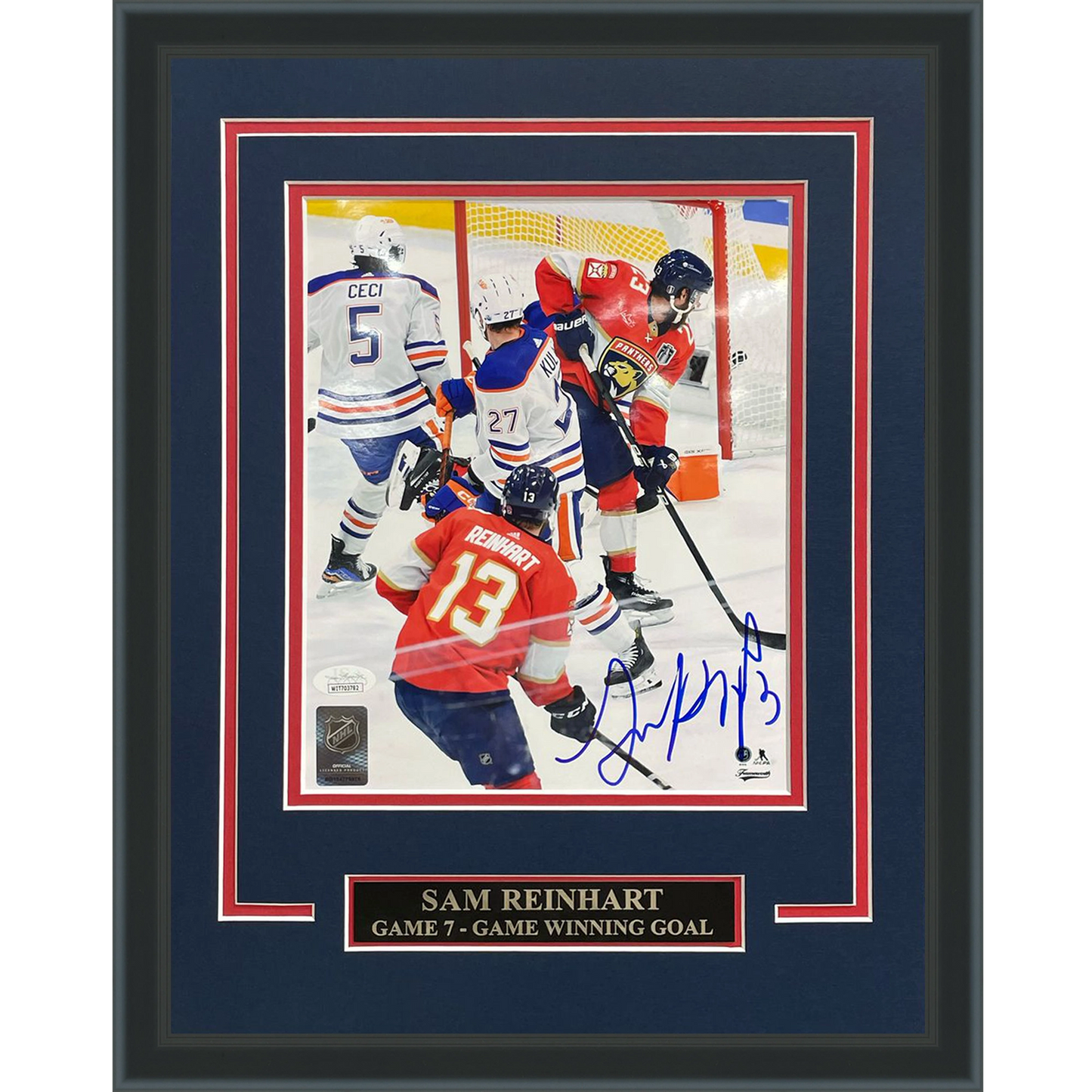 Sam Reinhart Autographed Florida Panthers (SC Game Winning Goal) Deluxe Framed 8x10 Photo - JSA