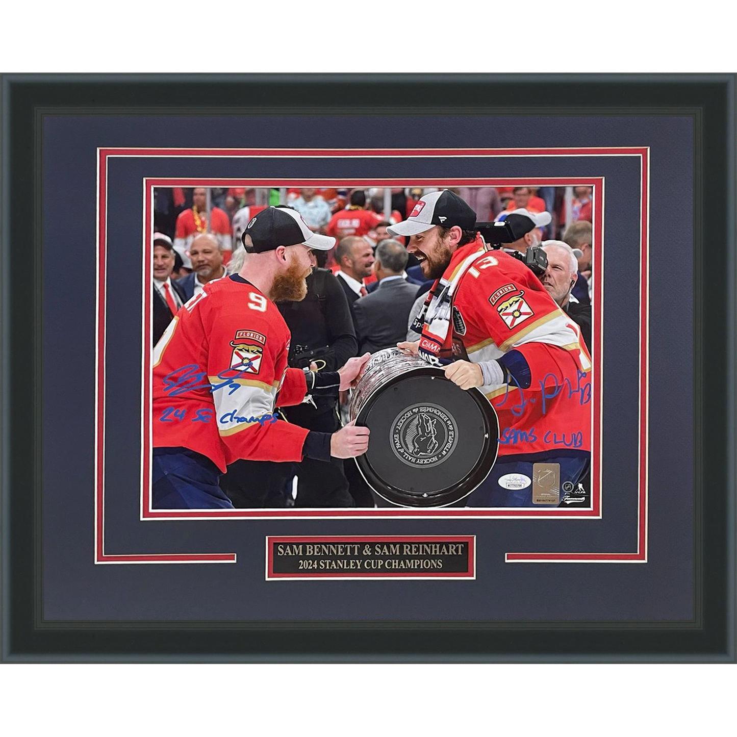 Sam Bennett And Sam Reinhart Autographed Florida Panthers (Stanley Cup Trophy) Deluxe Framed 11x14 Photo w/ 2 Inscriptions - JSA