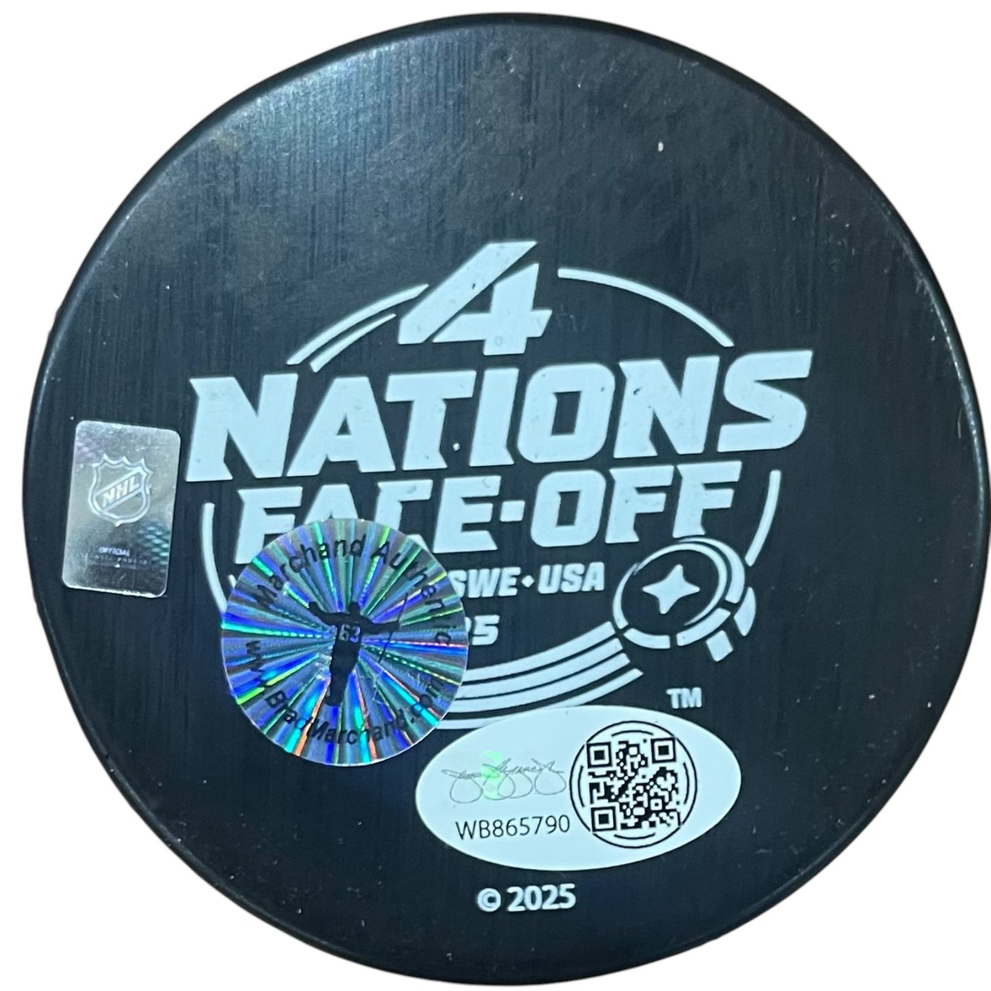 Brad Marchand Autographed Team Canada 4 Nations Hockey Puck w/ "Champs" - JSA