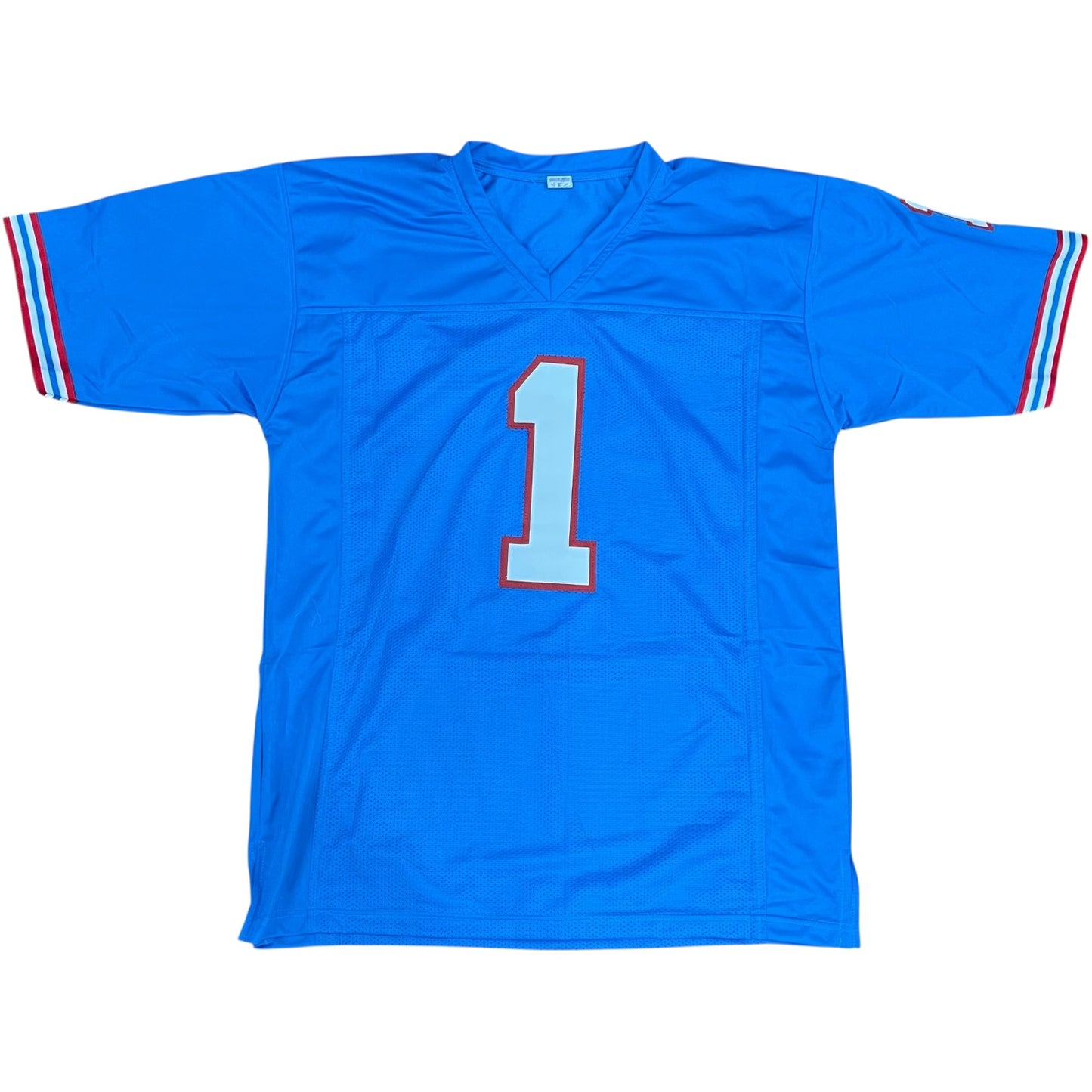Cameron Cam Ward Autographed Tennessee (Houston Throwback Baby Blue #1) Custom Jersey - JSA