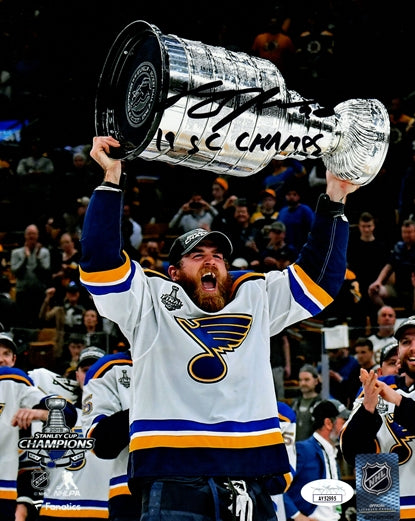 Ryan O'Reilly Autographed St Louis Blues (Stanley Cup Trophy) 8x10 Photo w/ "19 SC Champs" - JSA