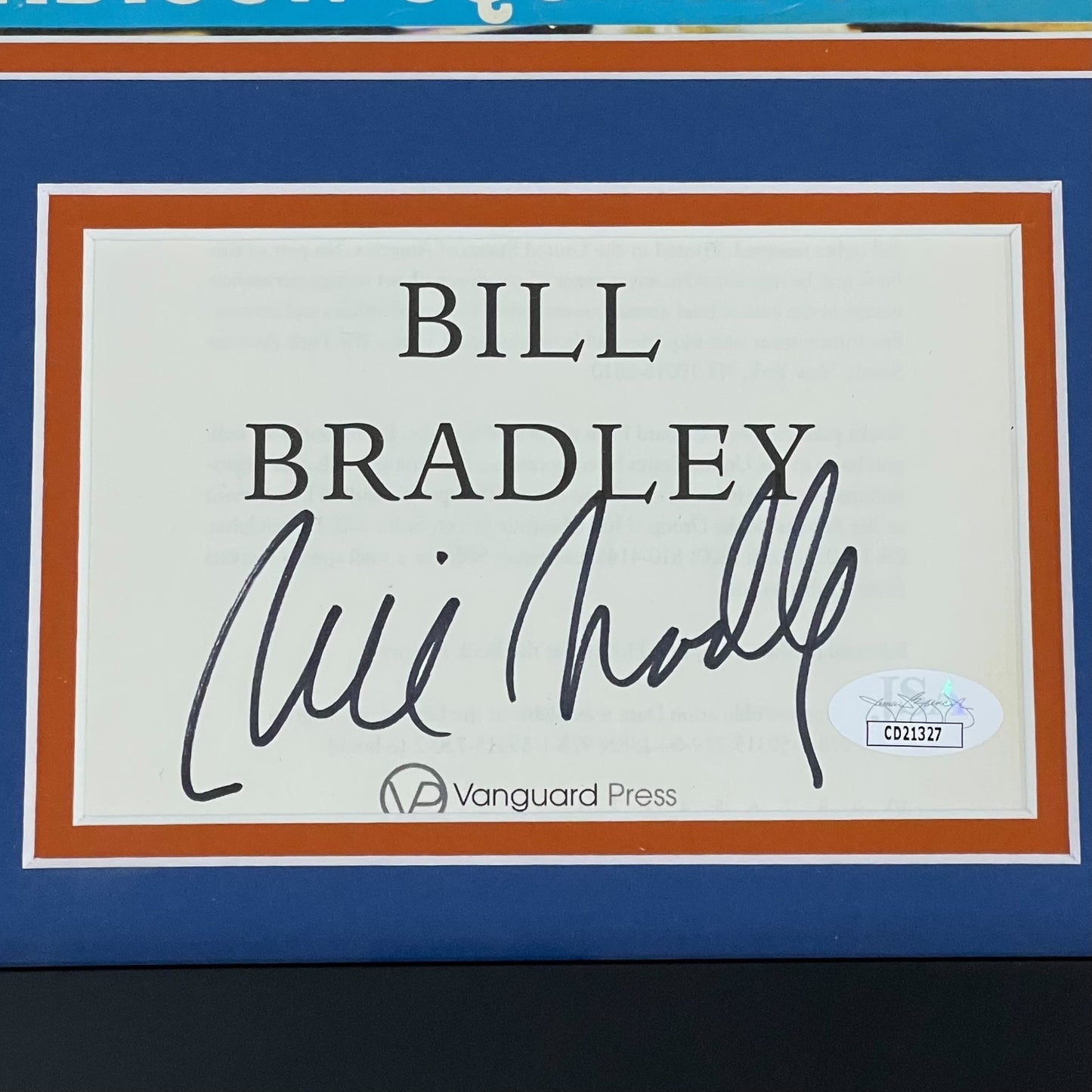 Bill Bradley Autographed New York Knicks Original MSG Program Frame - JSA