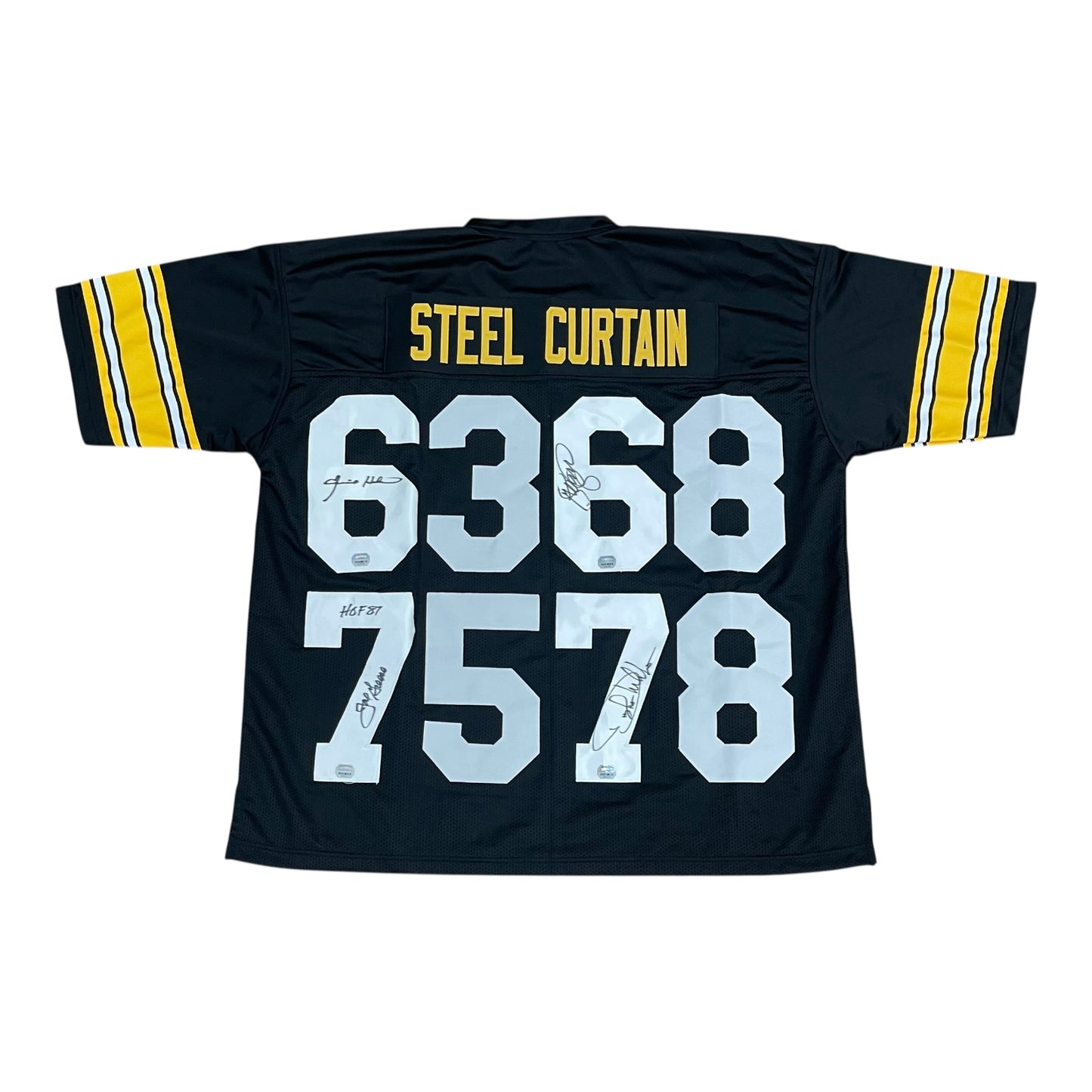 Steel Curtain Autographed Pittsburgh (Black #63 #68 #75 #78) Custom Jersey - JSA