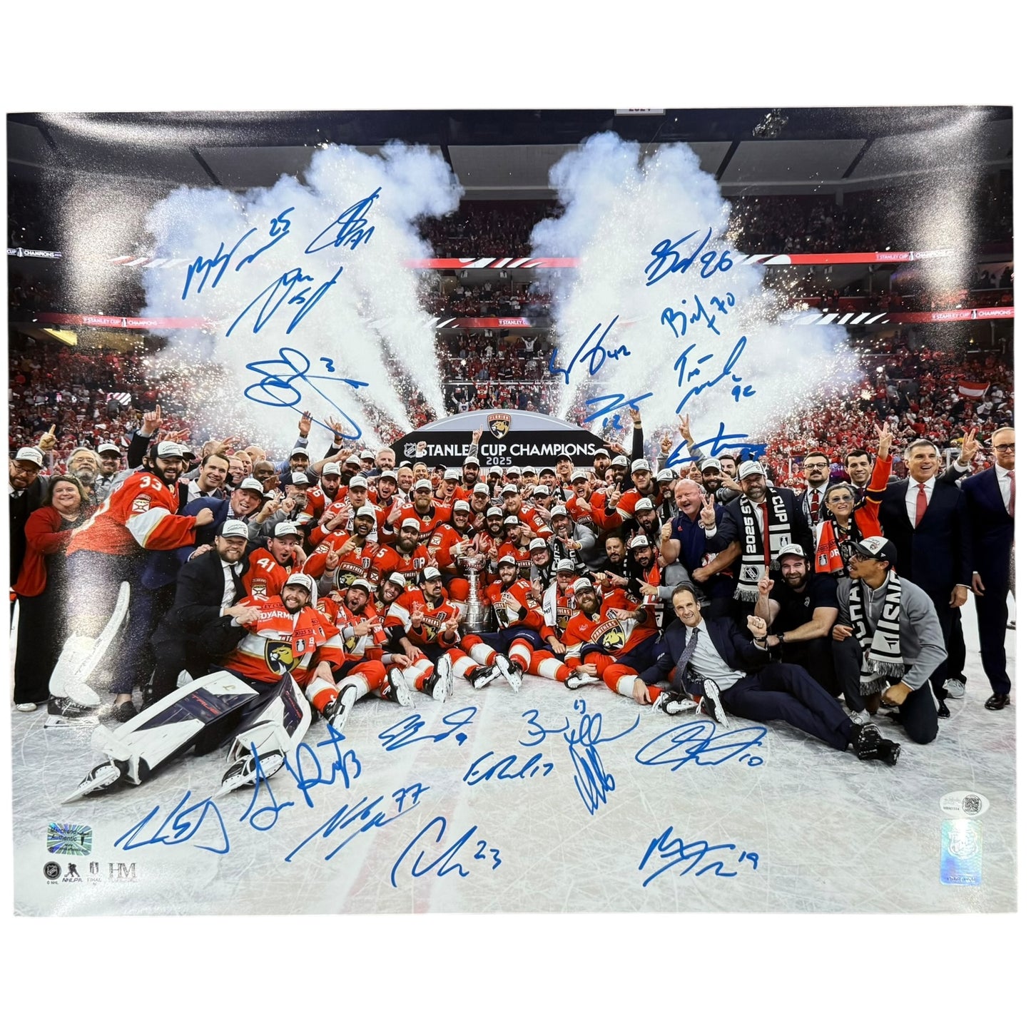 Florida Panthers 2025 Stanley Cup Champions Team Autographed 16x20 Photo - 20 Signatures - JSA
