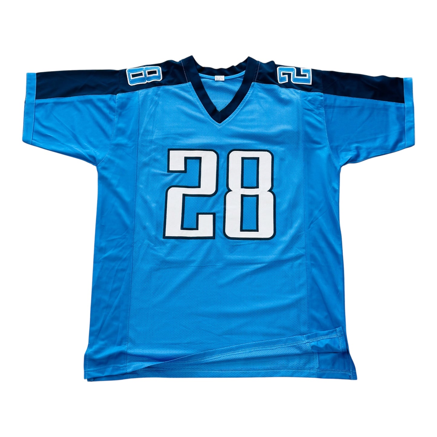 Chris Johnson Autographed Tennessee (Navy Blue #28) Custom Jersey - JSA