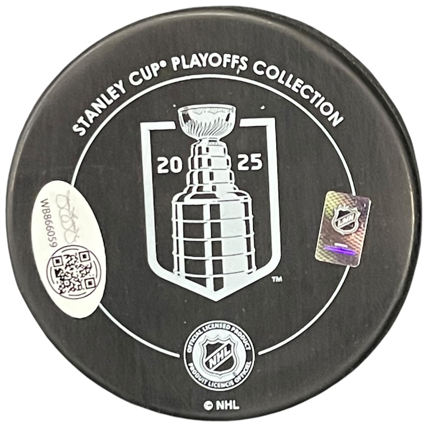 Evan Rodrigues Autographed Florida Panthers (2025 Stanley Cup Champs Logo) Hockey Puck - JSA