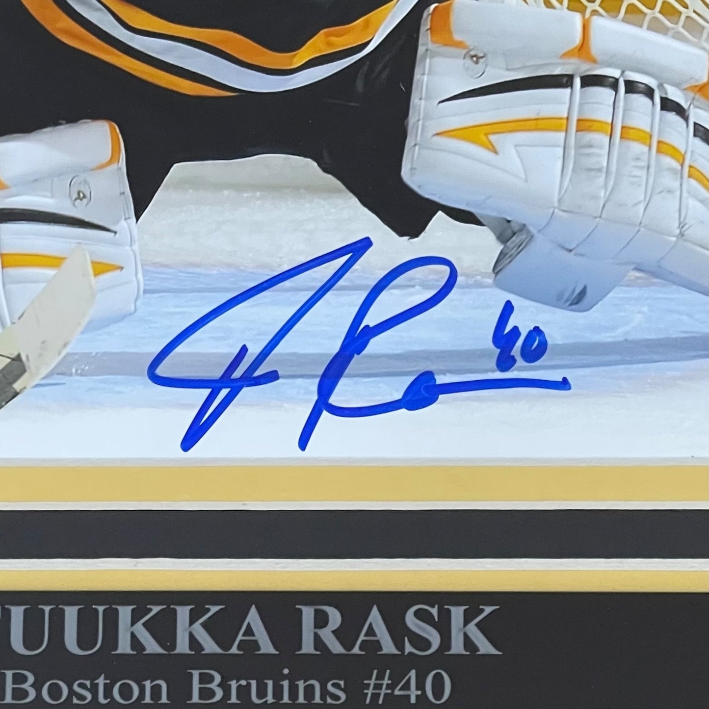 Tuukka Rask Autographed Boston Bruins (Action) Deluxe Framed 8x10 Photo - YSMS