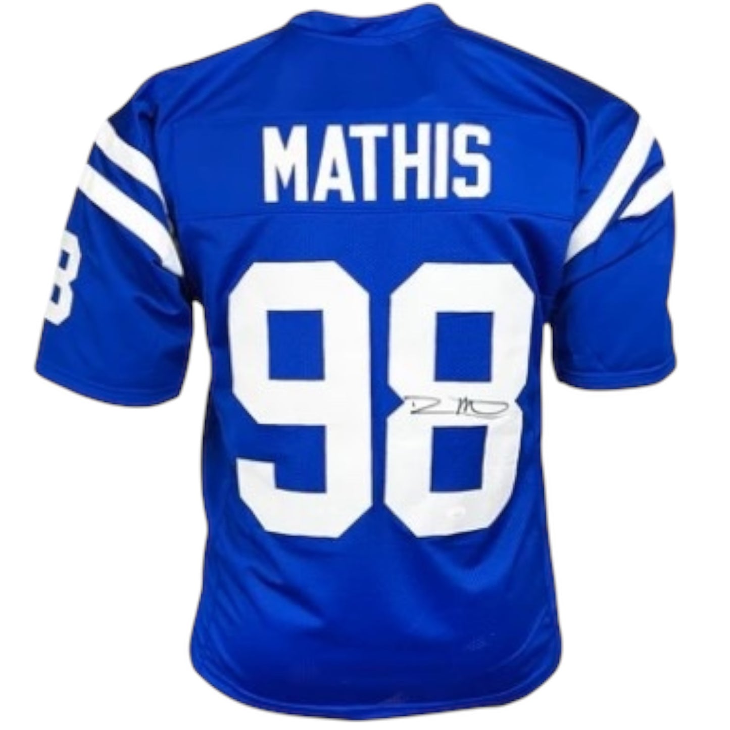 Robert Mathis Autographed Indianapolis Colts (Blue #98) Custom Jersey - JSA
