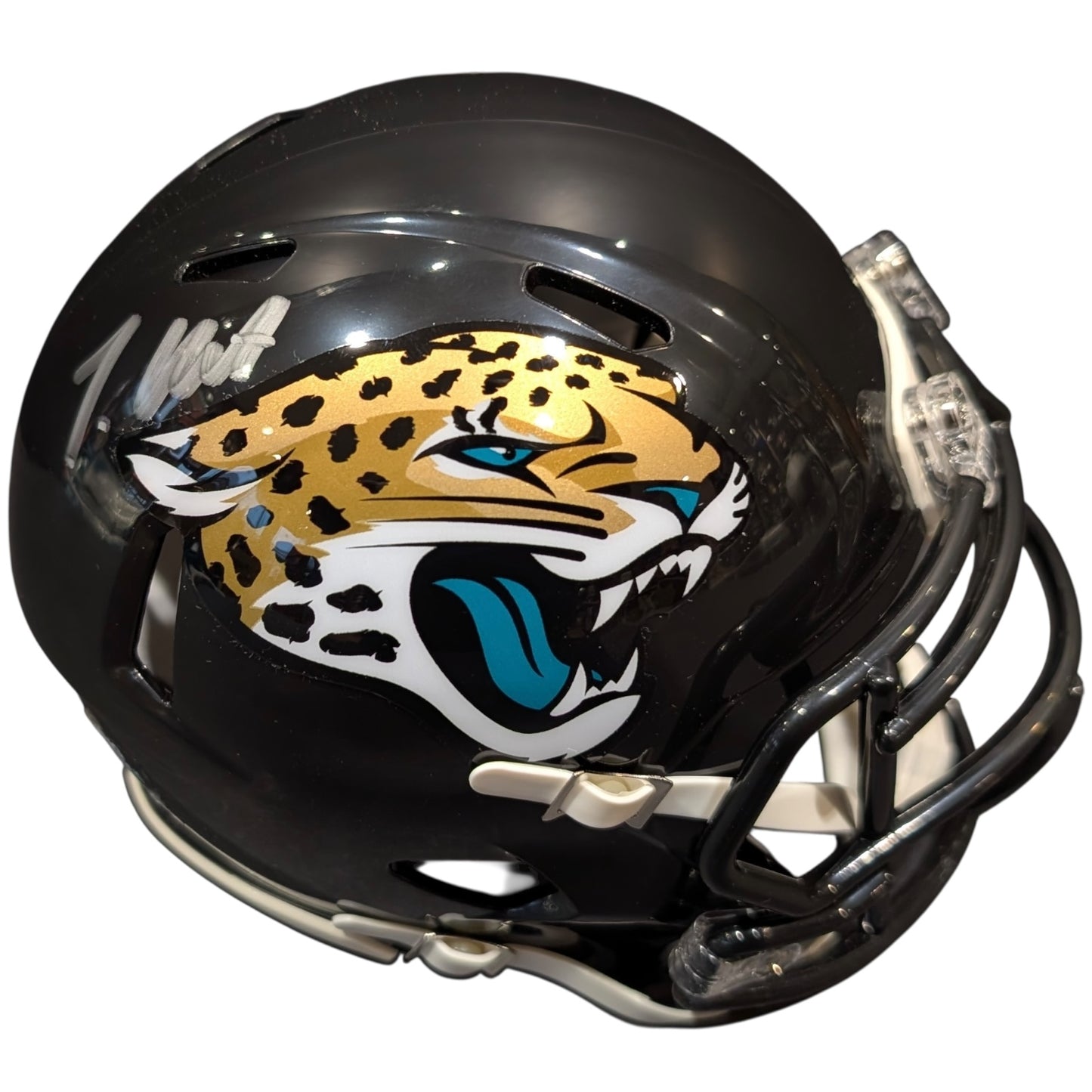 Travis Hunter Autographed Jacksonville Jaguars Mini Helmet - Beckett