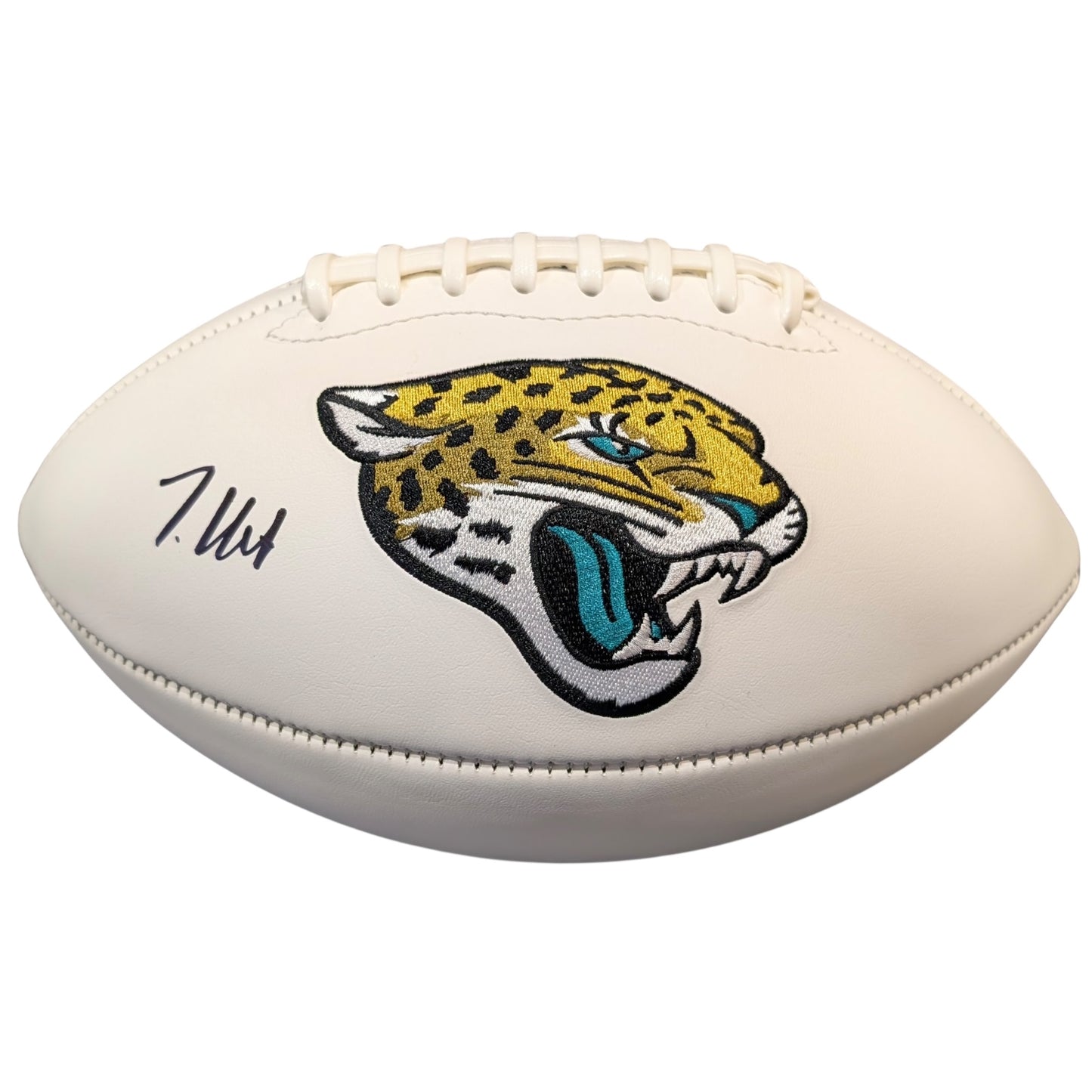 Travis Hunter Autographed Jacksonville Jaguars Logo Football - Beckett