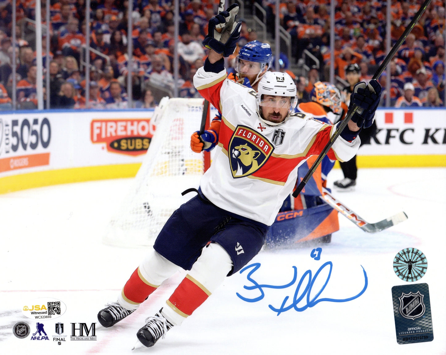 Brad Marchand Autographed Florida Panthers 2025 Stanley Cup Goal Celebration 8x10 Photo - JSA