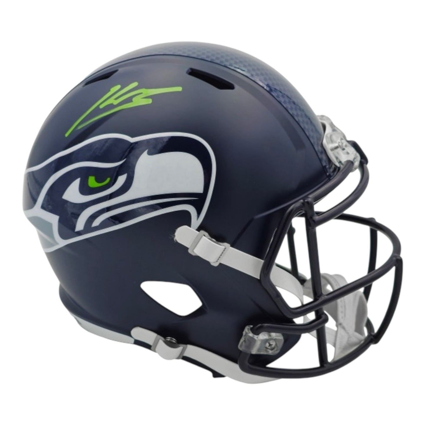 Kenneth Walker III Autographed Seattle Seahawks (Blue) Full-Size Speed Replica Helmet - Beckett