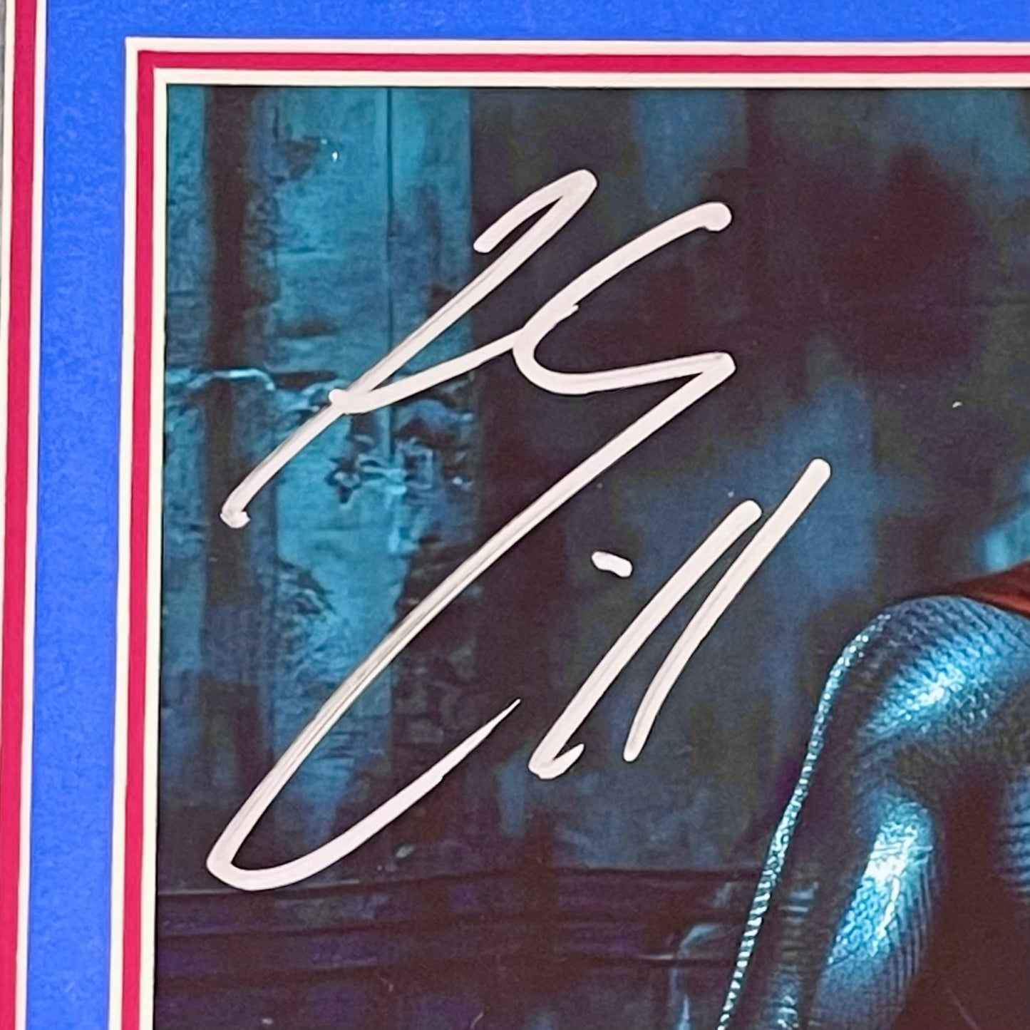Superman Man of Steel Full-Size Movie Poster Deluxe Framed with Henry Cavill Autograph 11x14 Photo - SWAU JSA
