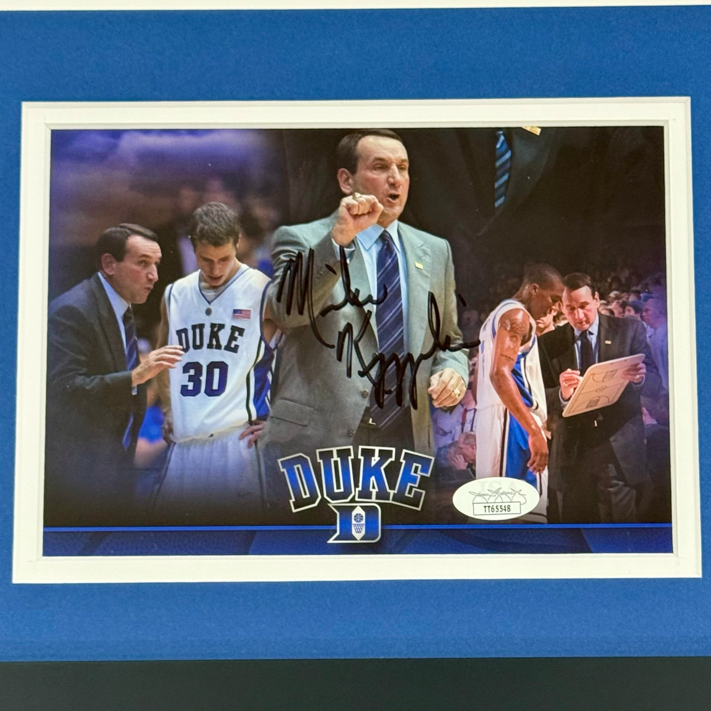 Mike Krzyzewski Autographed Duke Blue Devils Sports Illustrated 11x14 Poster Deluxe Framed with Signature - JSA