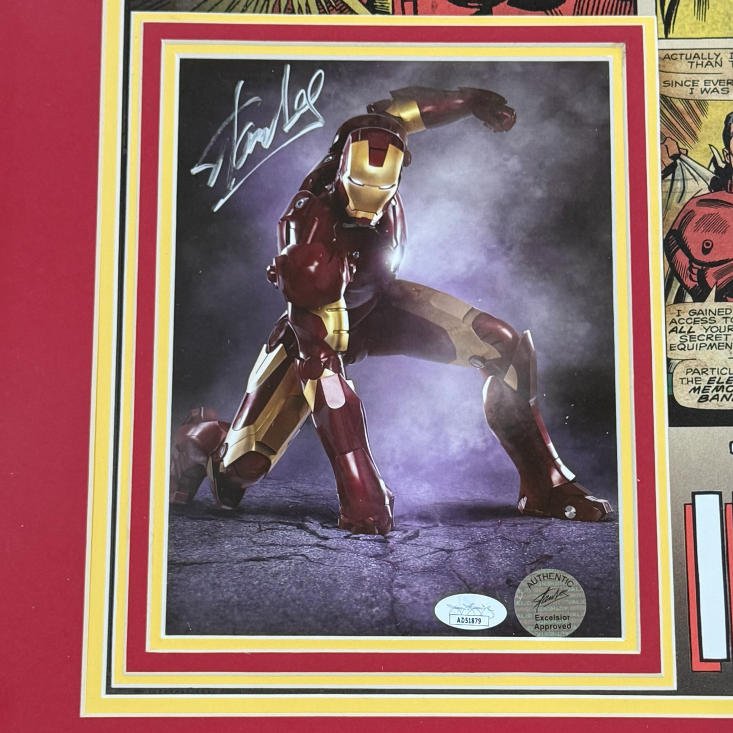 Stan Lee Autograph Deluxe Framed with Ironman Cartoon Full-Size Poster - JSA