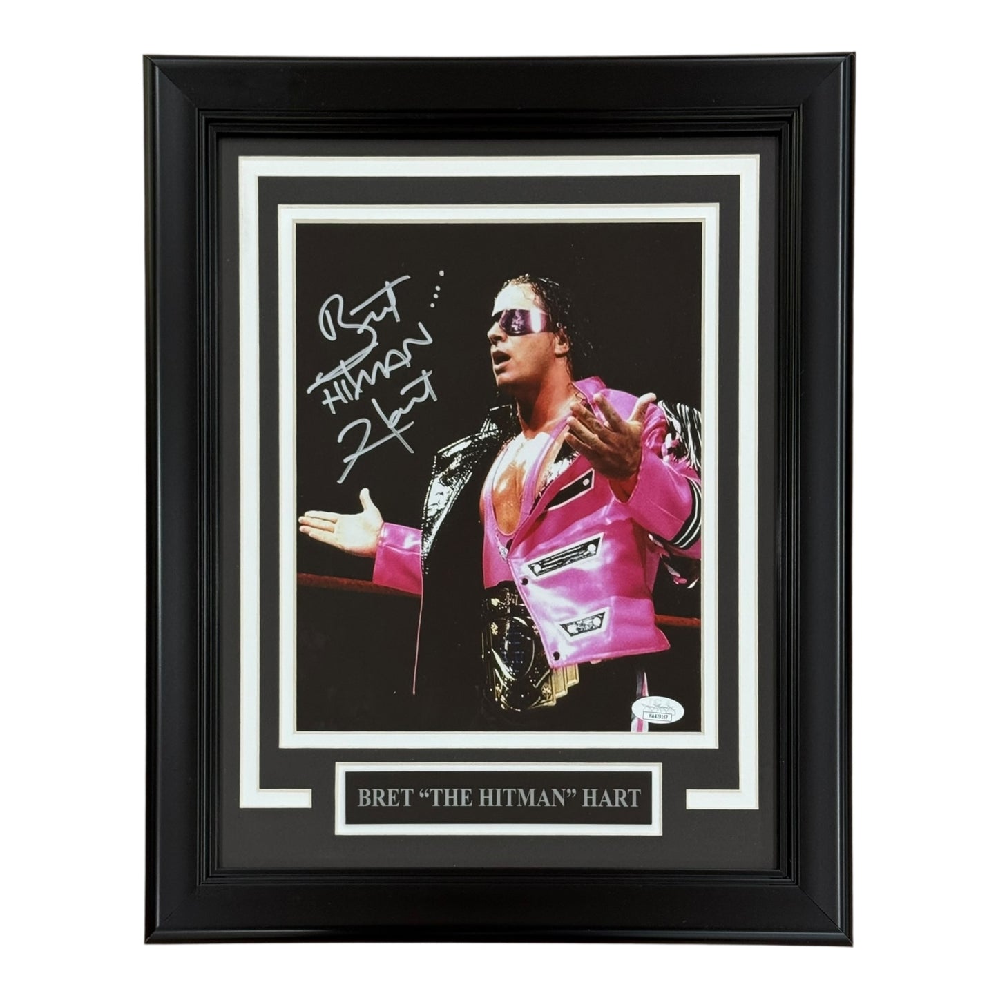 Bret Hitman Hart Autographed WWE Wrestling Deluxe Framed 8x10 Photo - JSA