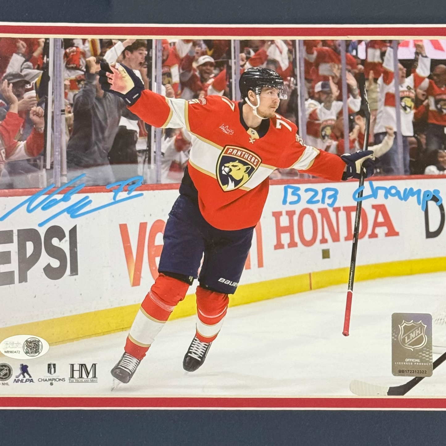 Niko Mikkola Autographed Florida Panthers Deluxe Framed 8x10 Photo w/ "B2B" - JSA