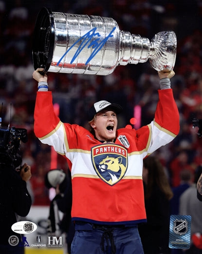 Anton Lundell Autographed Florida Panthers (2025 Stanley Cup Trophy) 8x10 Photo - JSA