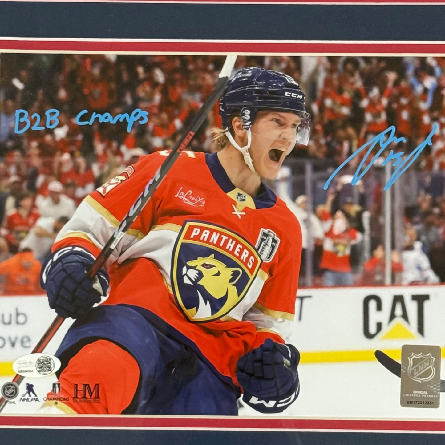 Anton Lundell Autographed Florida Panthers (Back 2 Back) Deluxe Framed 8x10 Photo - JSA