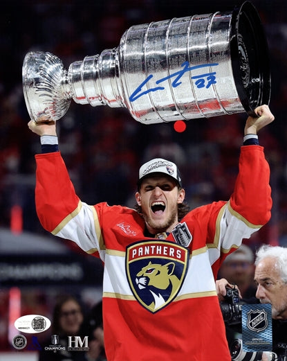 Eetu Luostarinen Autographed Florida Panthers (2025 Stanley Cup Trophy) 8x10 Photo - JSA