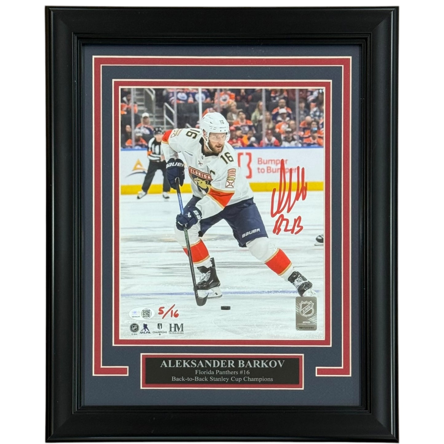 Aleksander Barkov Autographed Florida Panthers (Back 2 Back) Deluxe Framed 8x10 Photo - JSA