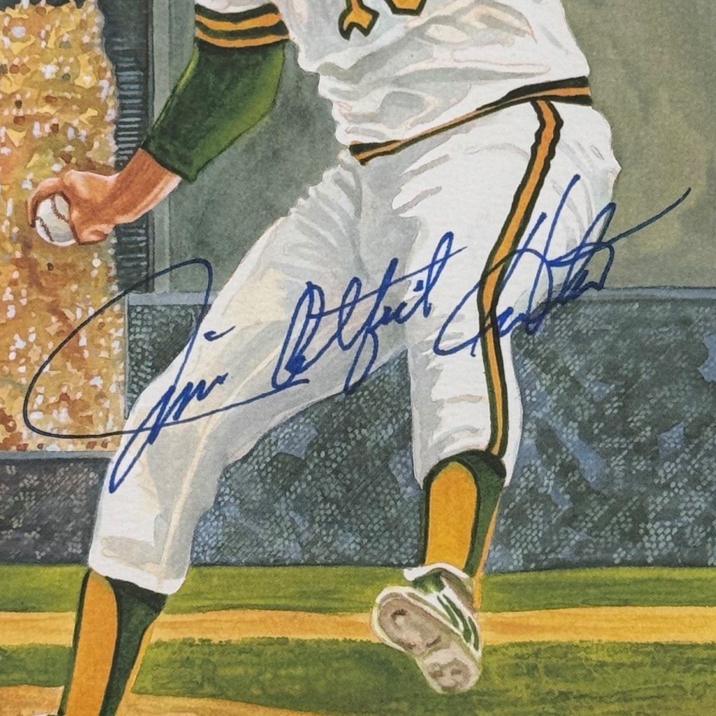 Jim "Catfish" Hunter Autographed Oakland Athletics Deluxe Framed Great Moments Postcard - JSA