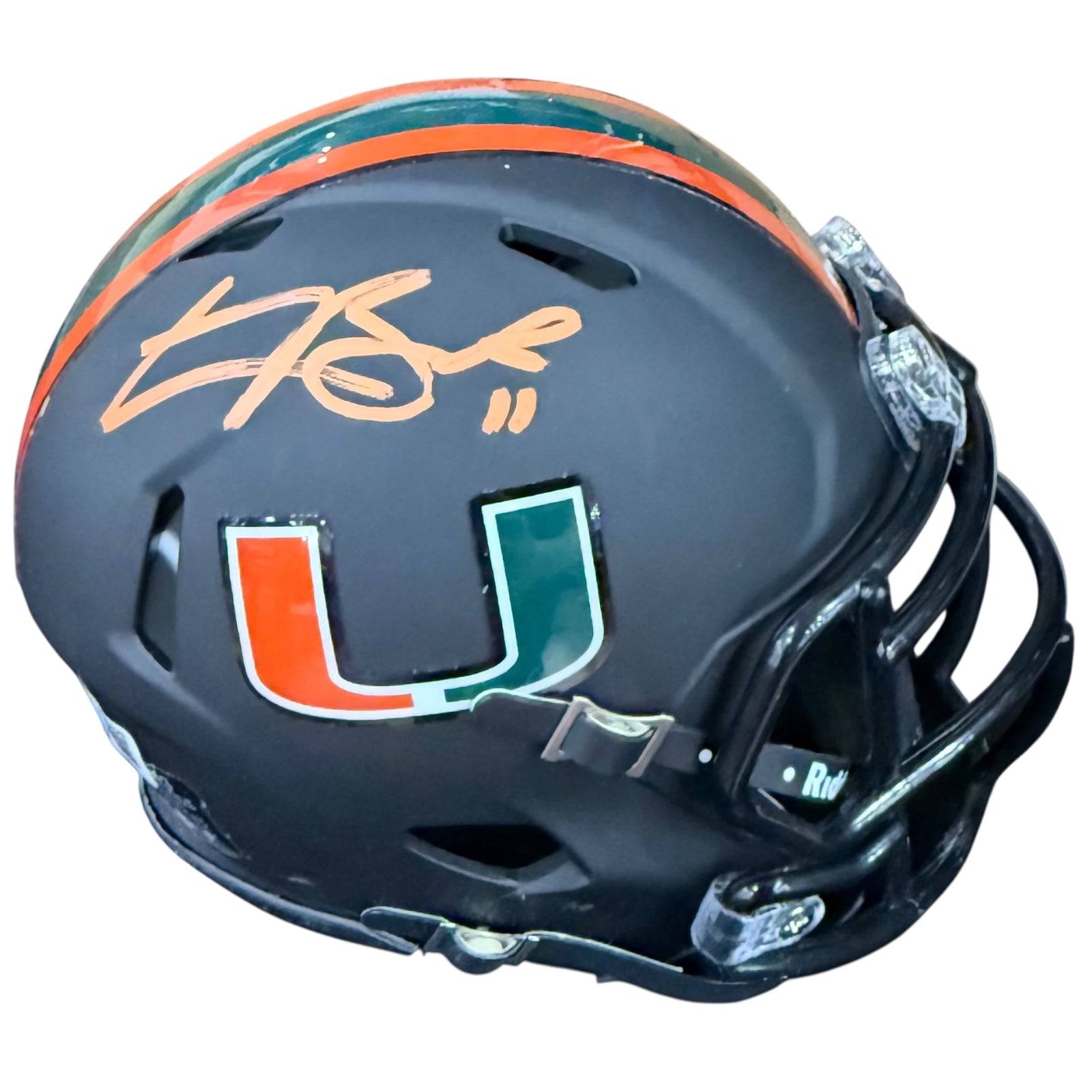 Carson Beck Autographed Signed Miami Hurricanes (Black Alternate) Mini Helmet - Beckett 