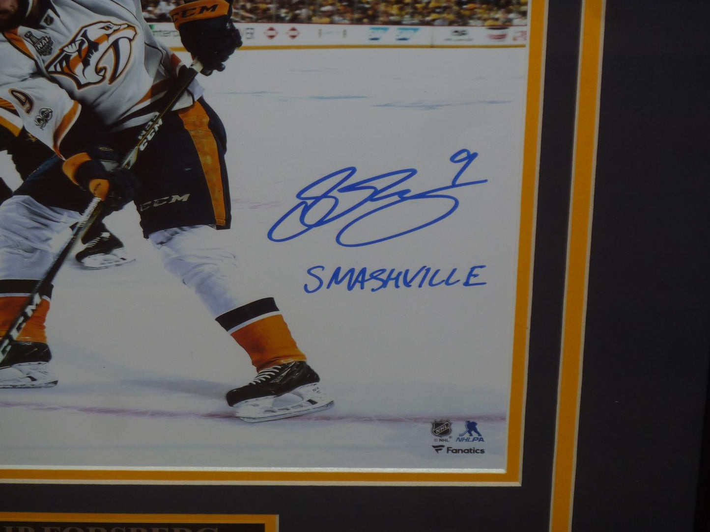 Filip Forsberg Autographed Nashville Predators (2017 Stanley Cup) Deluxe Framed 11x14 Photo w/ "Smashville" - JSA