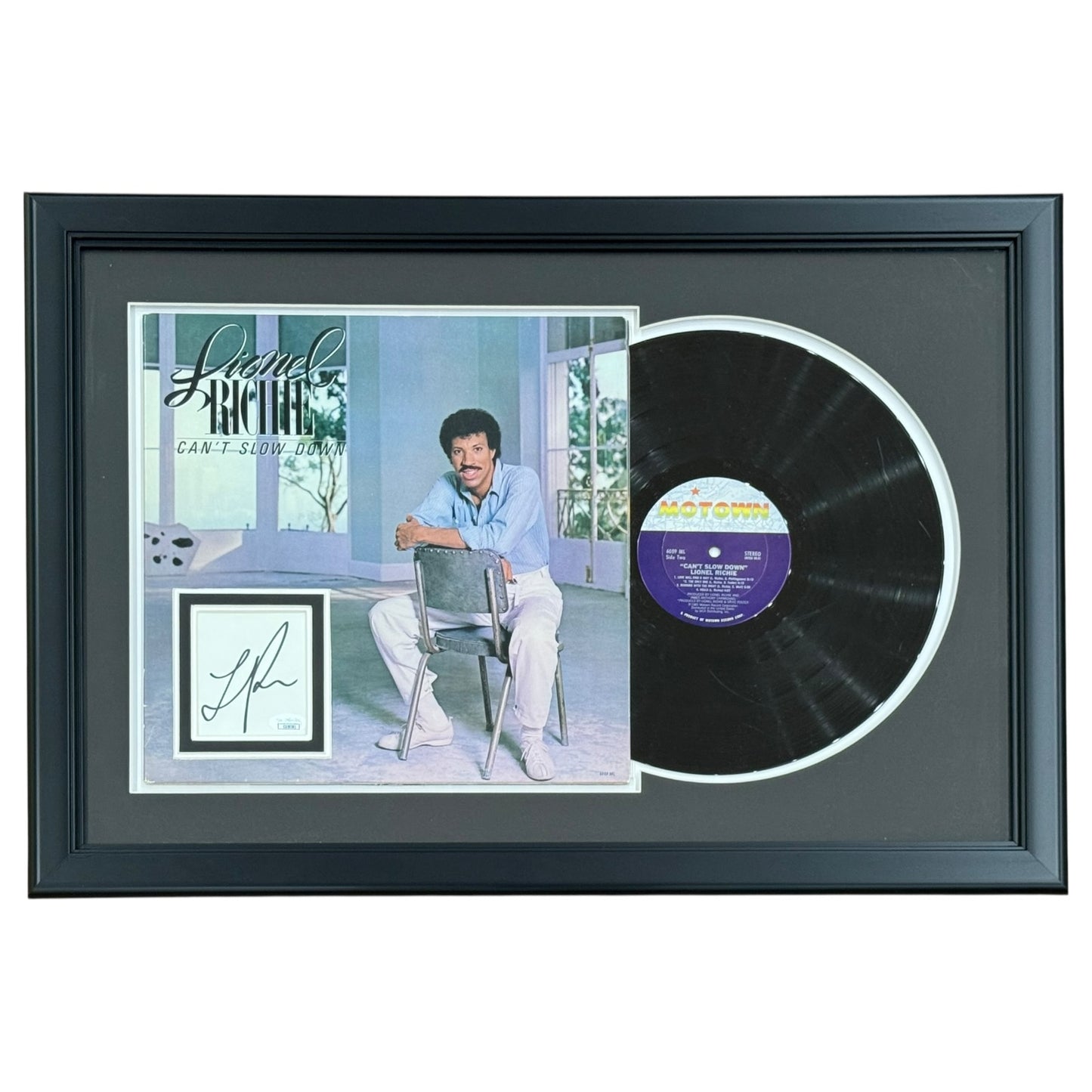 Lionel Richie Autographed Can't Slow Down Deluxe Framed Record Album Piece - JSA