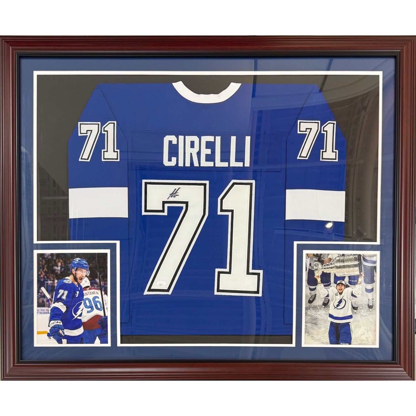 Anthony Cirelli Autographed Tampa Bay Lightning (Blue #71) Deluxe Framed Jersey - JSA