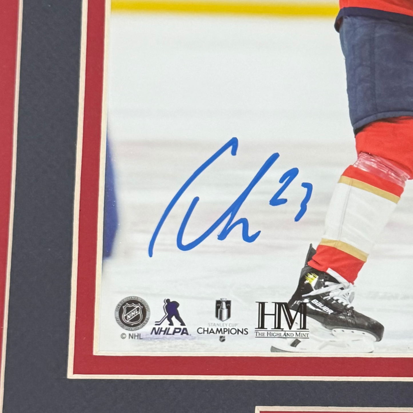 Carter Verhaeghe Autographed Florida Panthers (2025 Stanley Cup Action) Deluxe Framed 8x10 Photo - JSA
