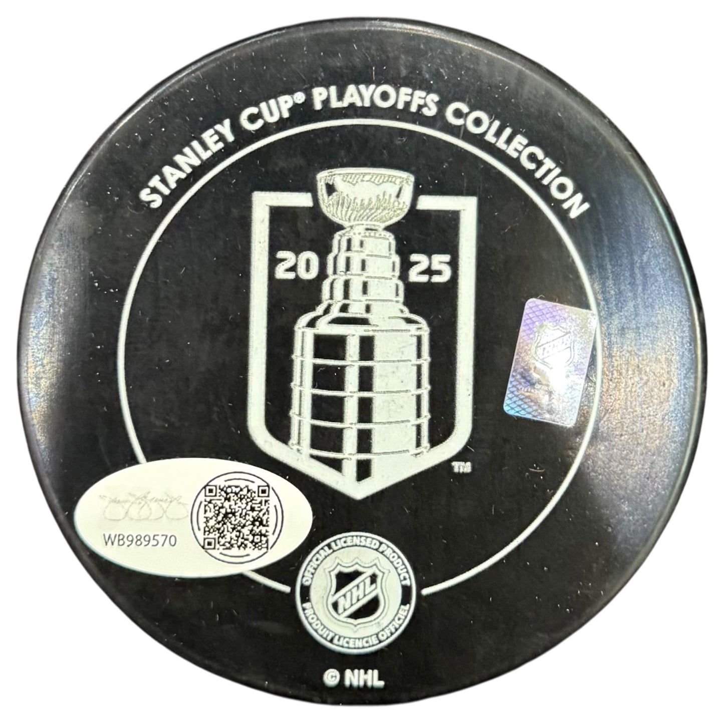 Carter Verhaeghe Autographed Florida Panthers (2025 Stanley Cup Champs Logo) Hockey Puck - JSA