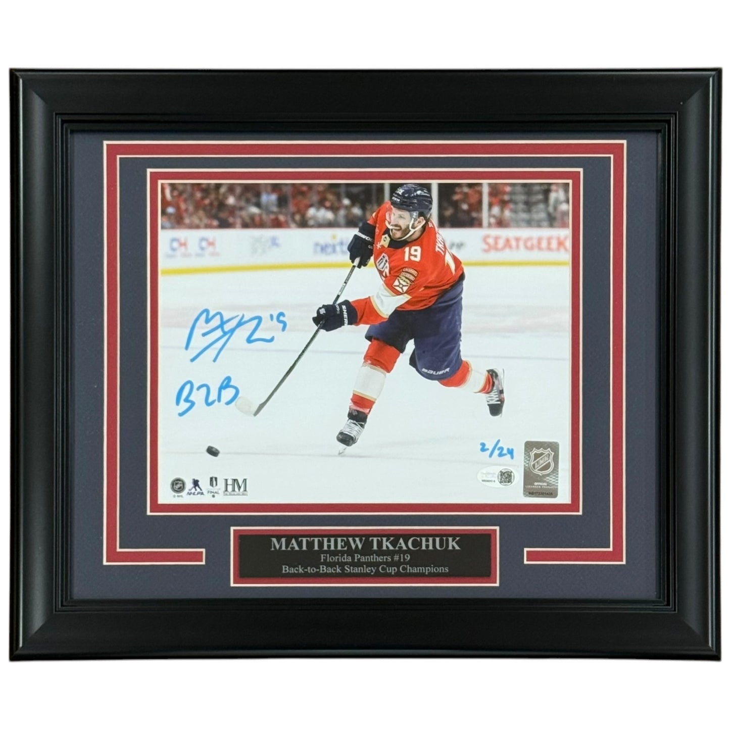 Matthew Tkachuk Autographed Florida Panthers Deluxe Framed 8x10 Photo w/ "B2B" - JSA
