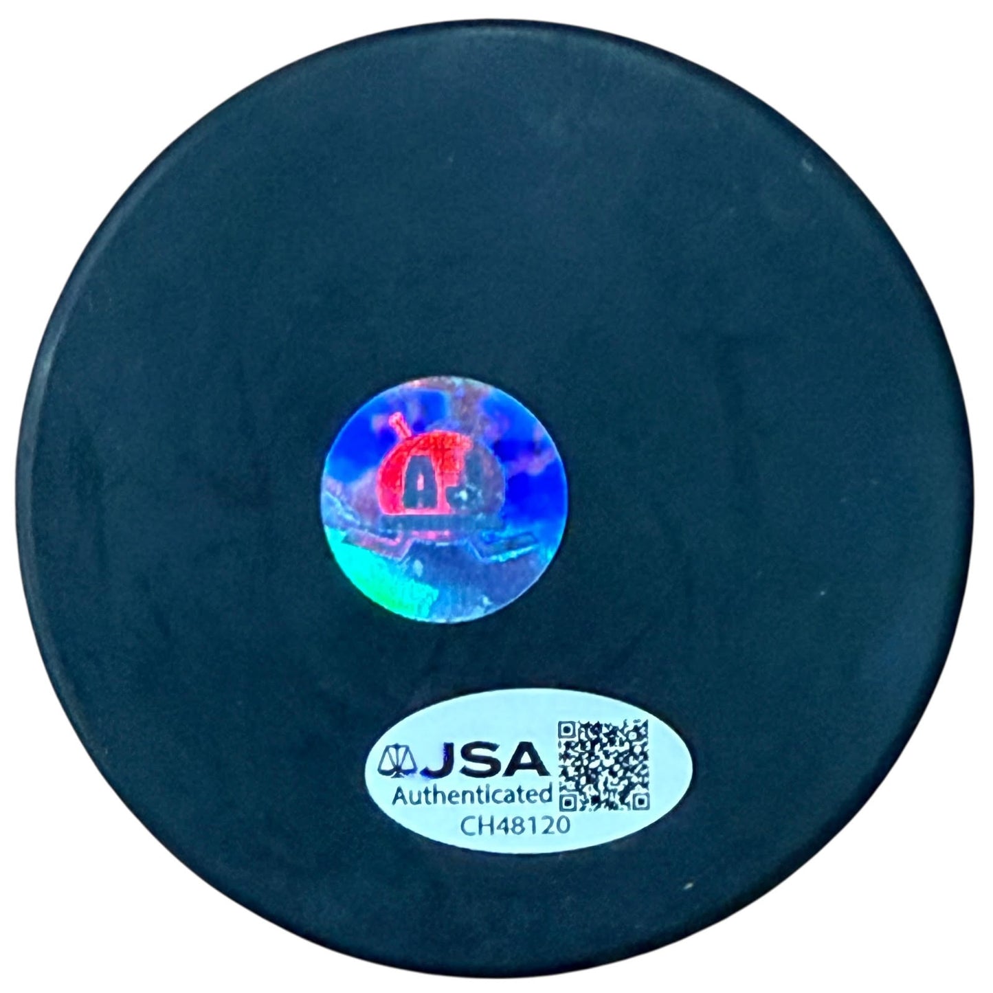 Mario Lemieux Autographed Pittsburgh Penguins Hockey Puck with Tall Case - JSA