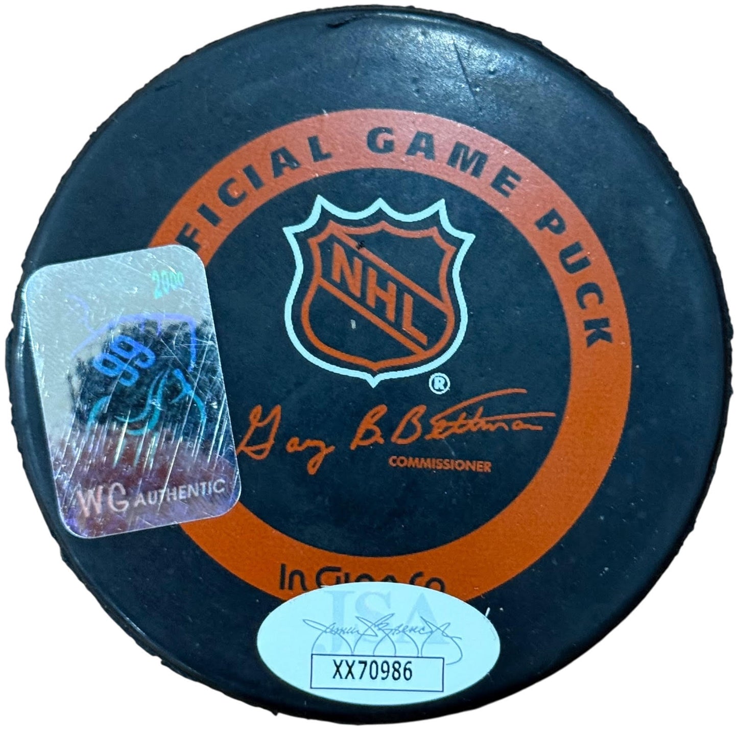 Zdeno Chara Autographed Boston Bruins Hockey Puck with Tall Case - JSA