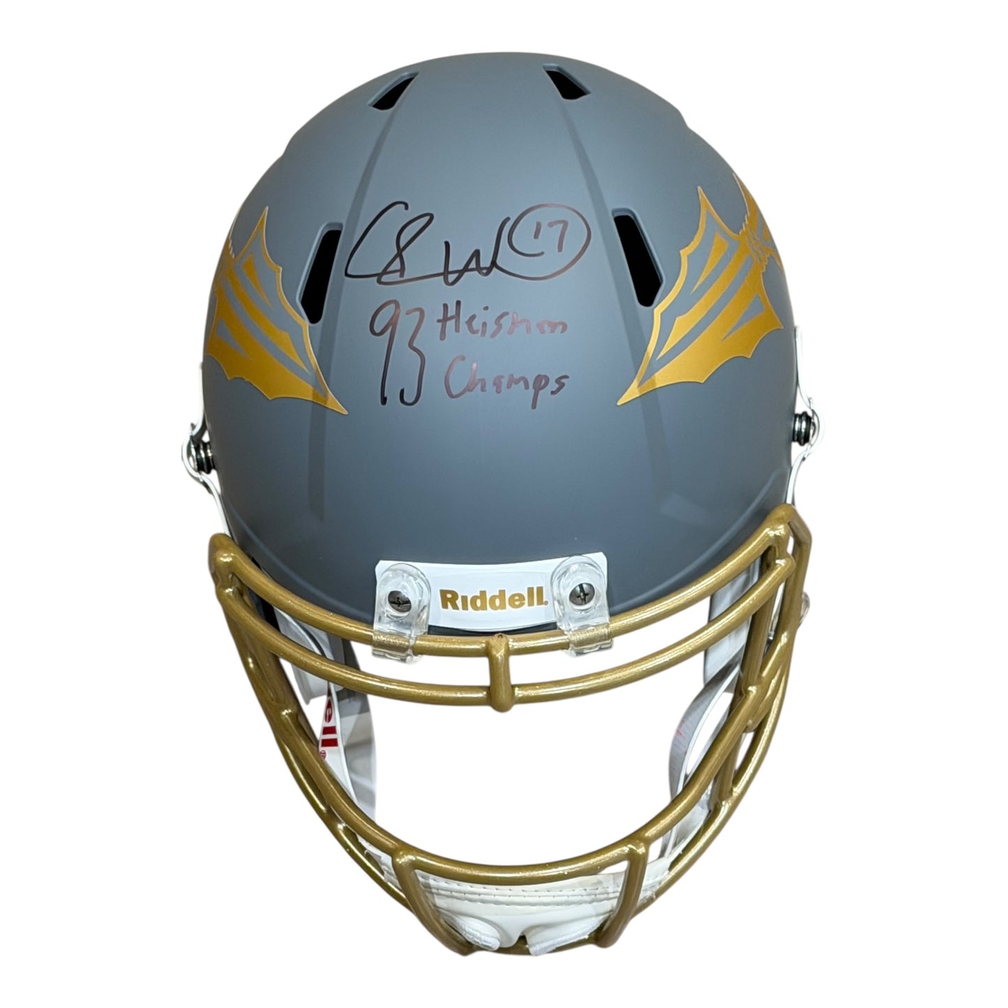 Charlie Ward Autographed Florida State FSU Seminoles (SLATE) Deluxe Full-Size Replica Helmet w/ 93 Heisman Champs