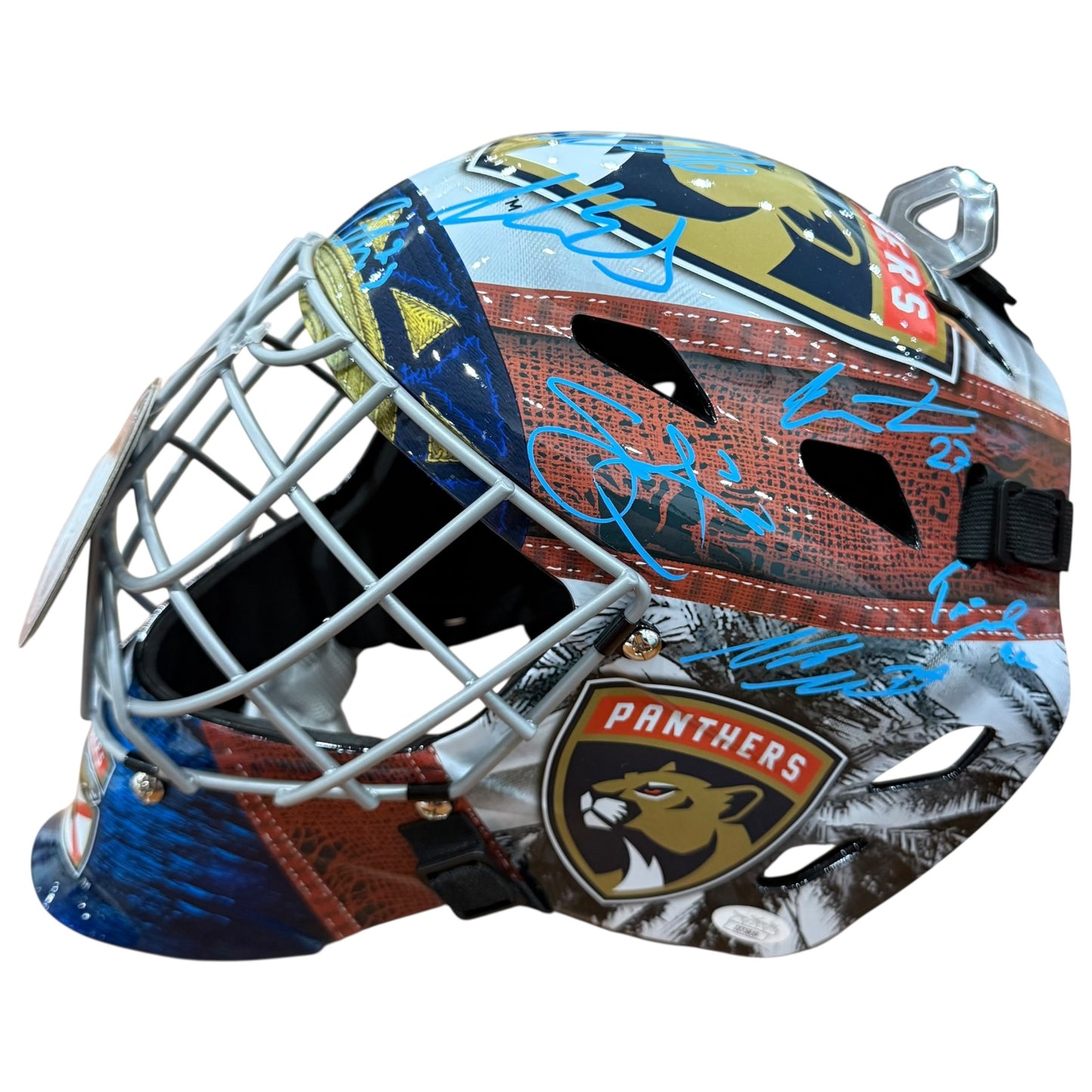 Florida Panthers 2025 Stanley Cup Champions Autographed Full Size Goalie Mask - 15 Signatures - JSA