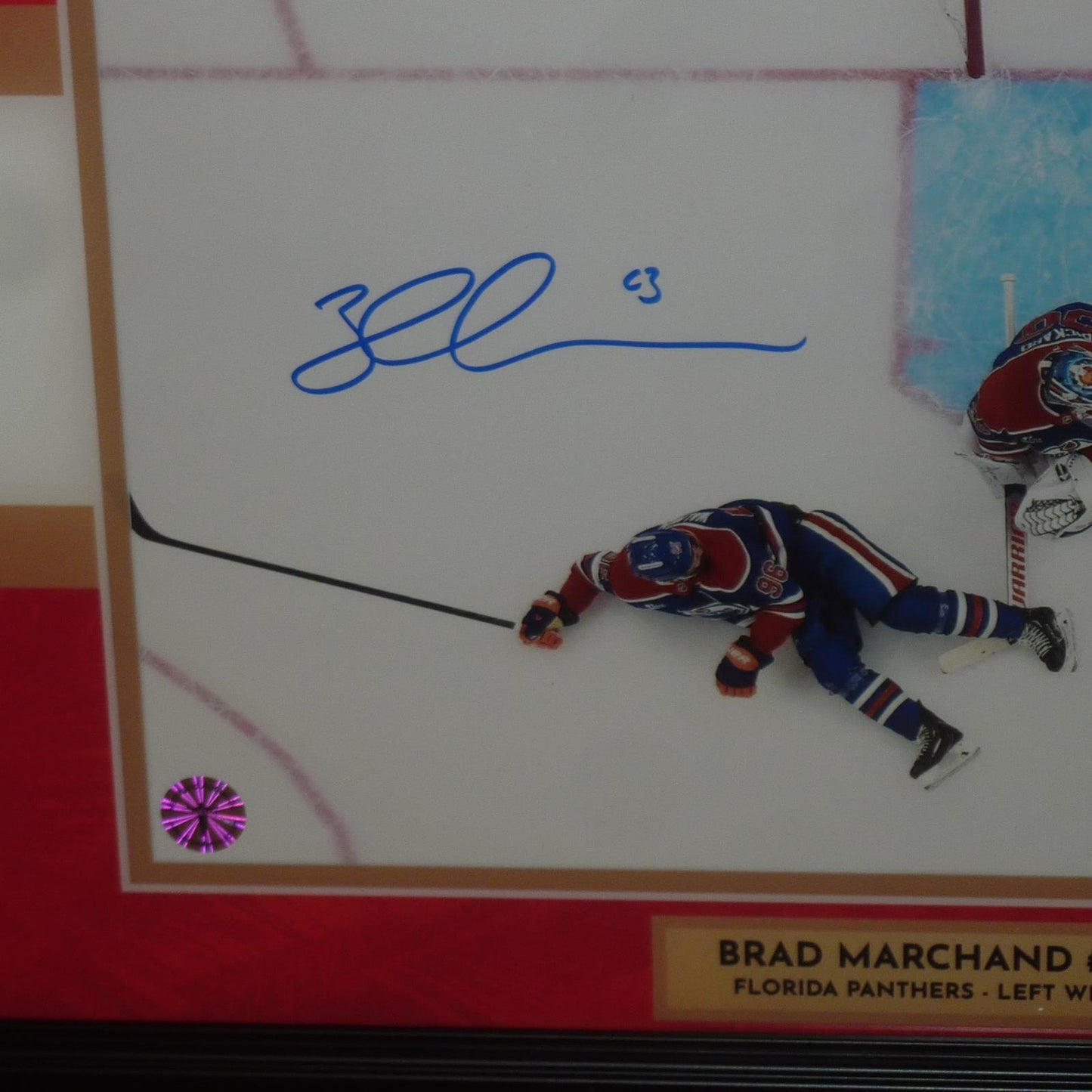 Brad Marchand Autographed Florida Panthers (Stanley Cup Goal Horiz) Deluxe Framed 11x14 Photo - Marchand Holo