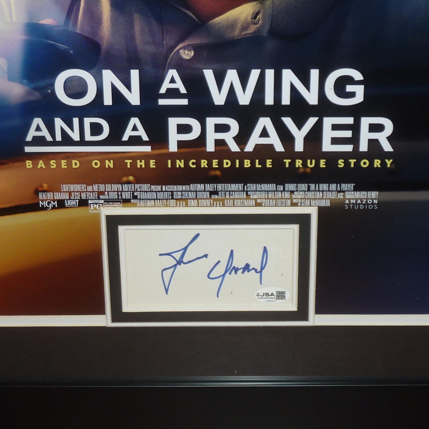 Dennis Quaid Autographed On A Wing And A Prayer Deluxe Framed 16x24 Movie Poster - JSA