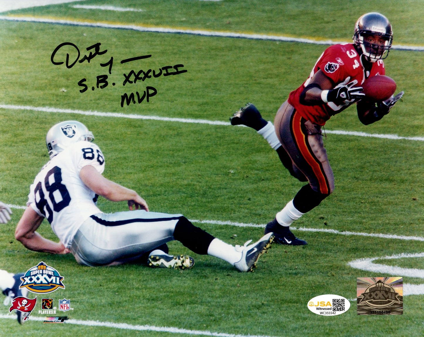 Dexter Jackson Autographed Tampa Bay Buccaneers 8x10 Photo w/ SB XXXVII MVP - JSA