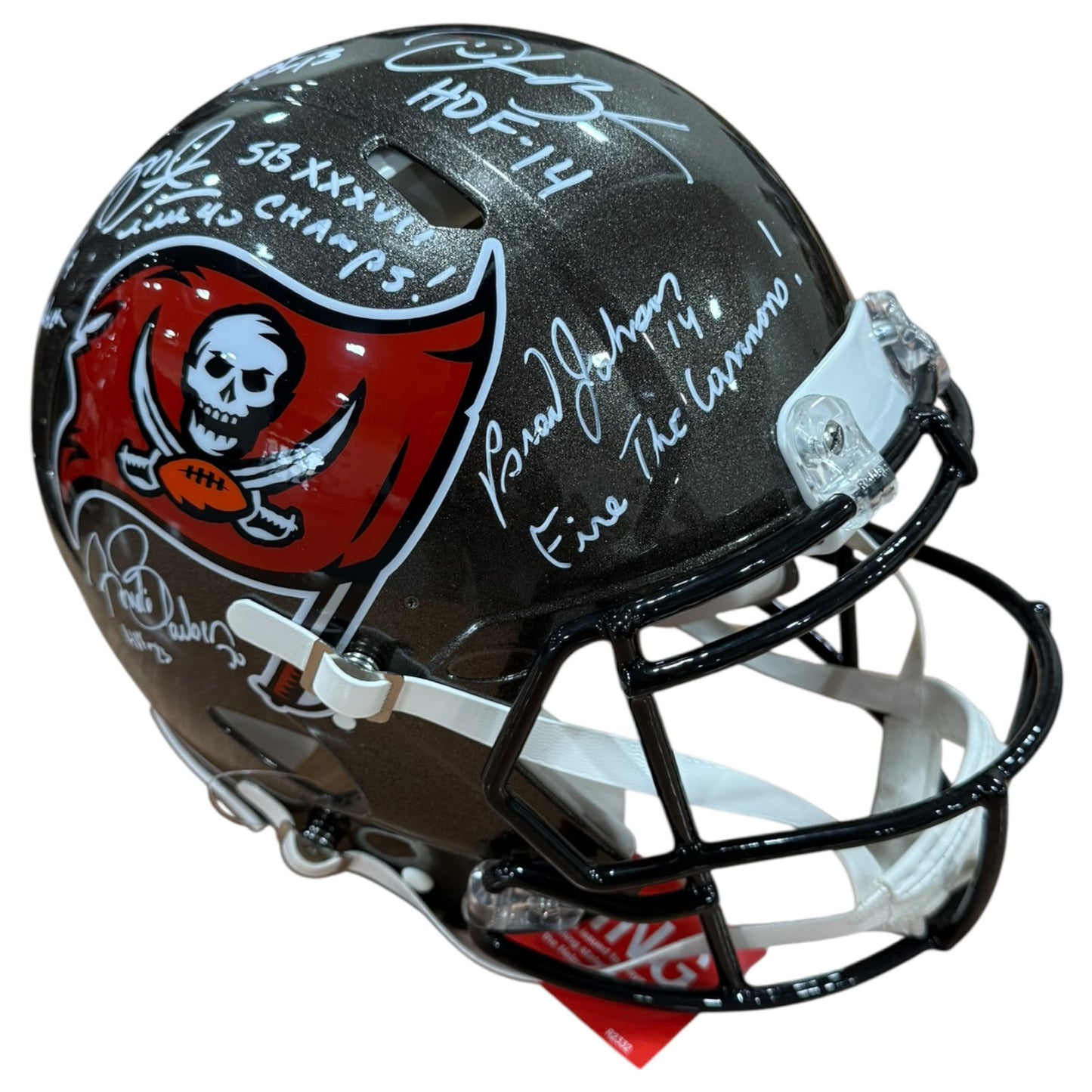 Tampa Bay Buccaneers Super Bowl XXXVII Champs Team Autographed Authentic Proline Helmet - 7 Autographs