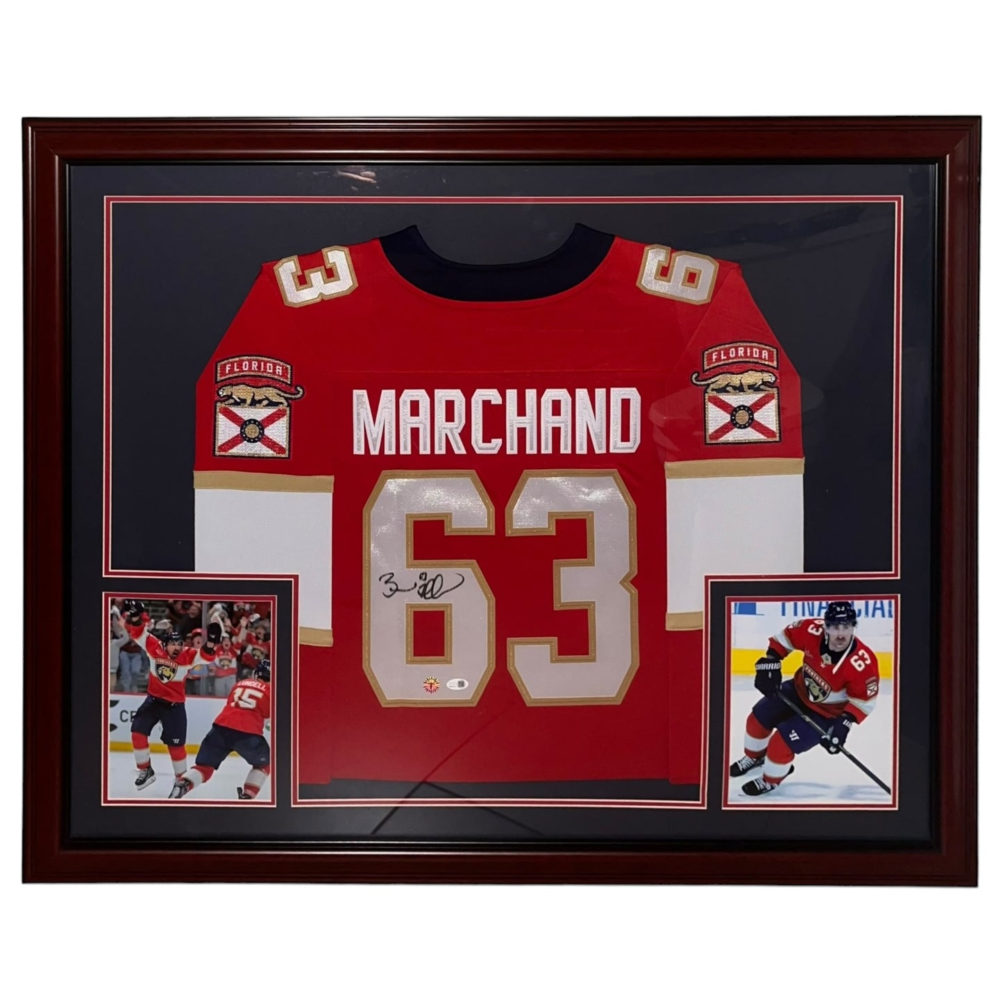 Brad Marchand Autographed Florida Panthers (Red #63) Authentic Elite Framed Jersey - JSA